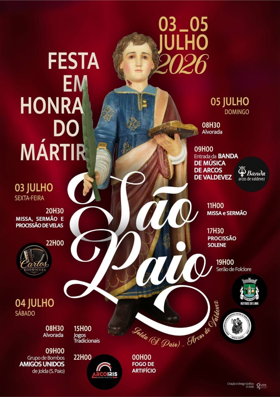 Cartaz Festa em honra do Mártir São Paio 2026 - Jolda (S. Paio)