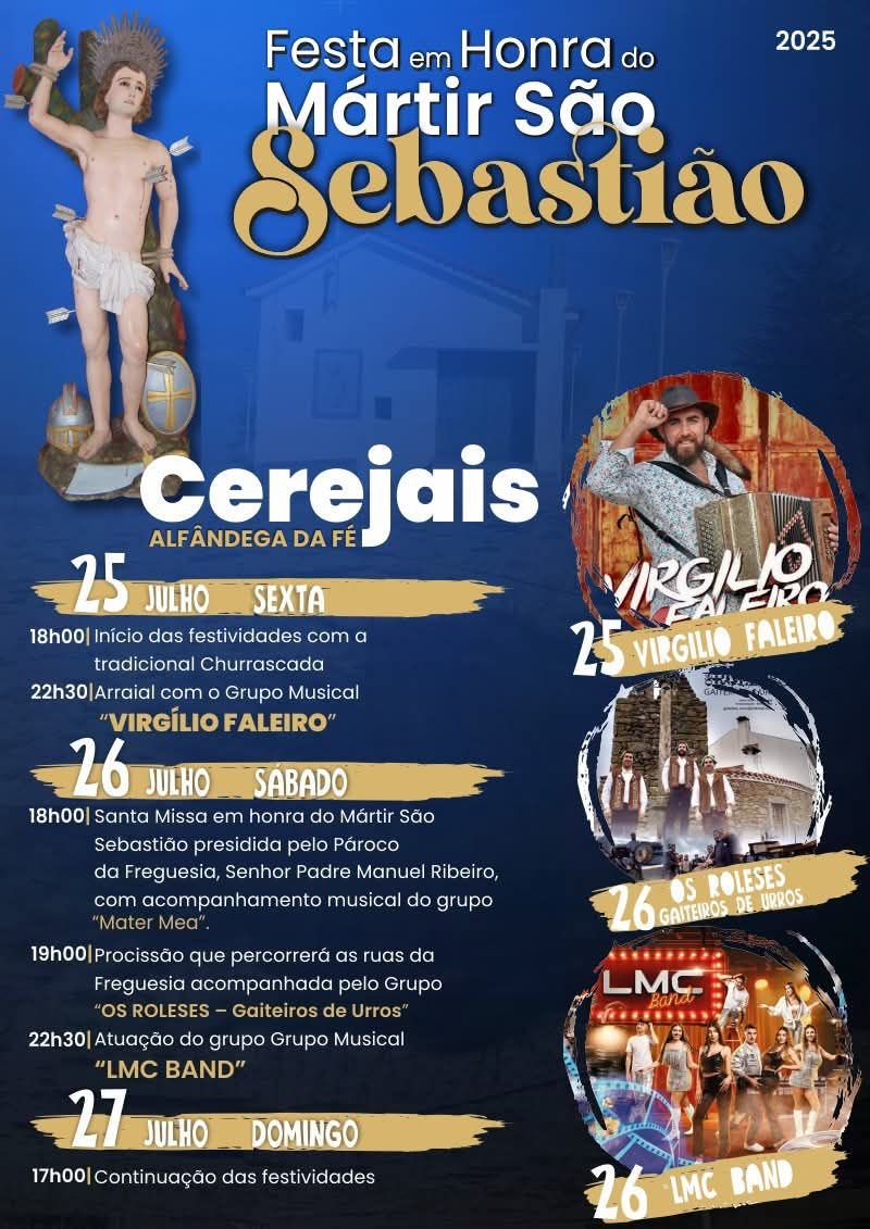 Cartaz Festa em Honra do Mártir São Sebastião 2025 - Cerejais