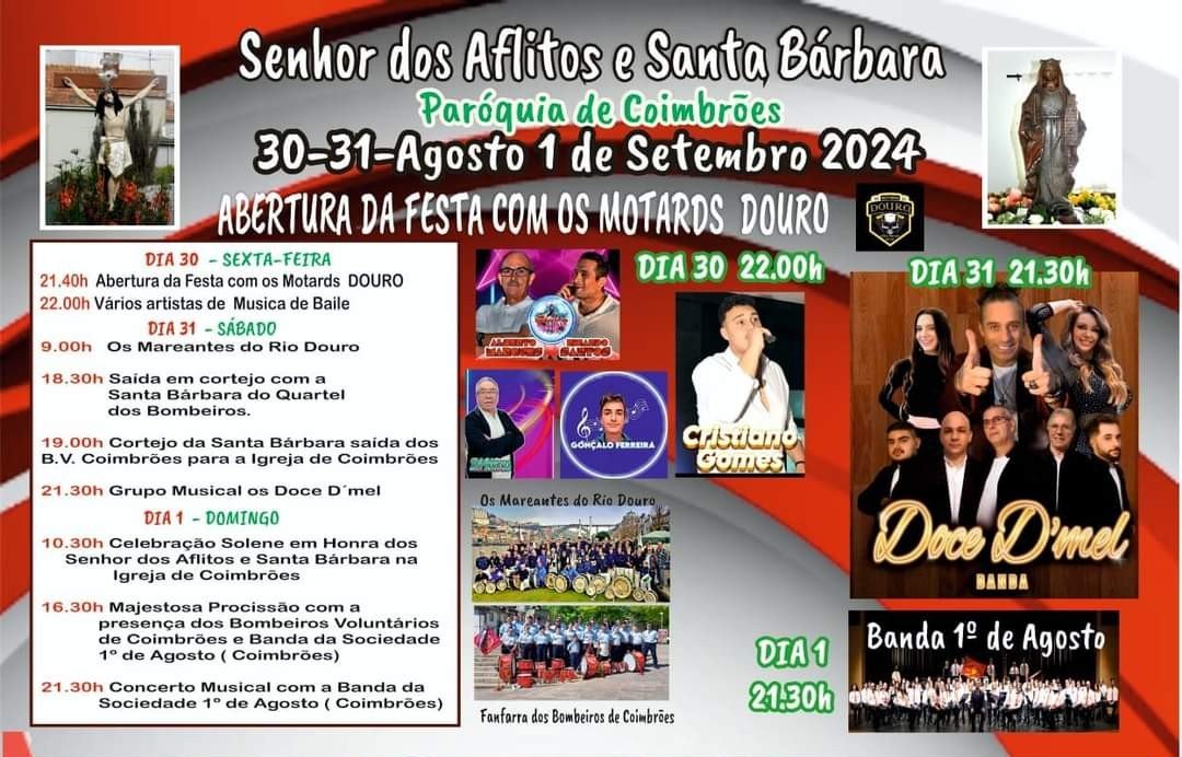 Cartaz Festa em honra do Nosso Senhor dos Aflitos e Santa Bárbara 2024 - Santa Marinha