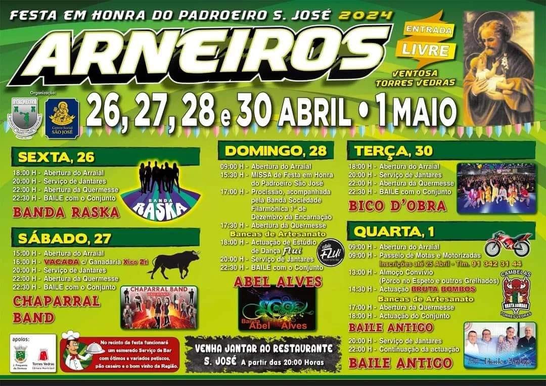 Cartaz Festa em Honra do Padroeiro São José 2024 - Arneiros