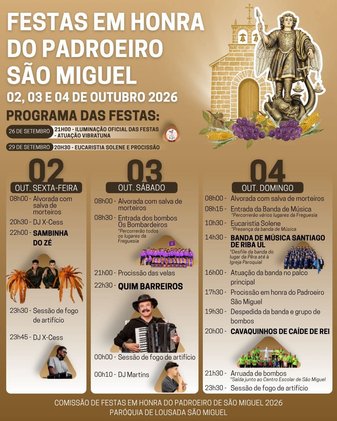Cartaz Festa em Honra do Padroeiro São Miguel 2026 - São Miguel Lousada