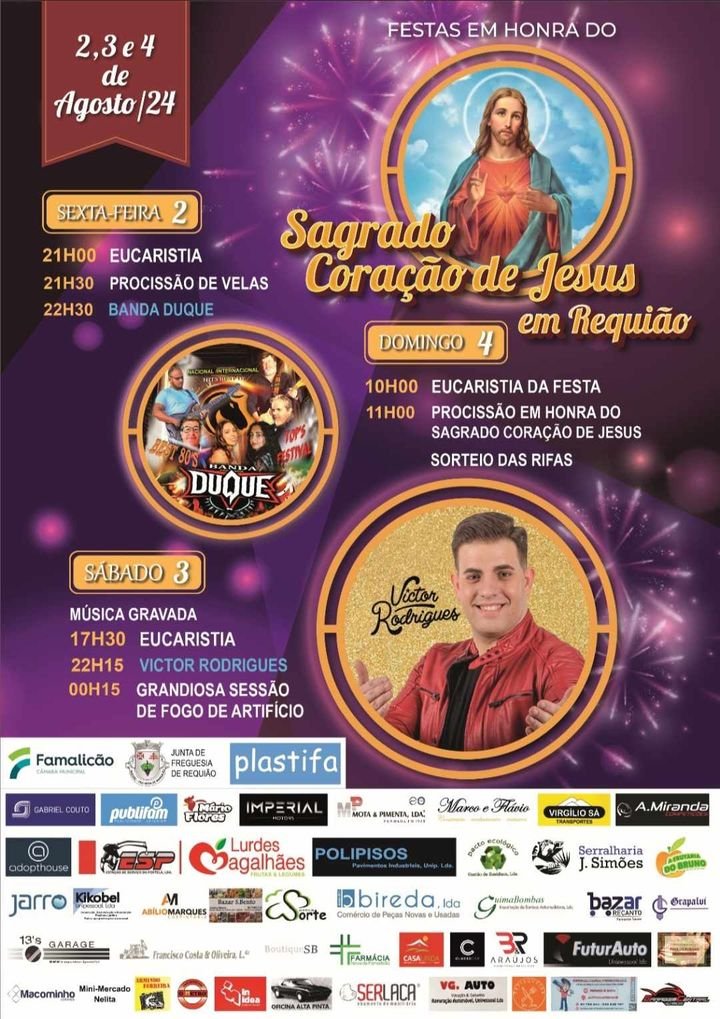 Cartaz Festa em Honra do Sagrado Coração de Jesus 2024 - Requião