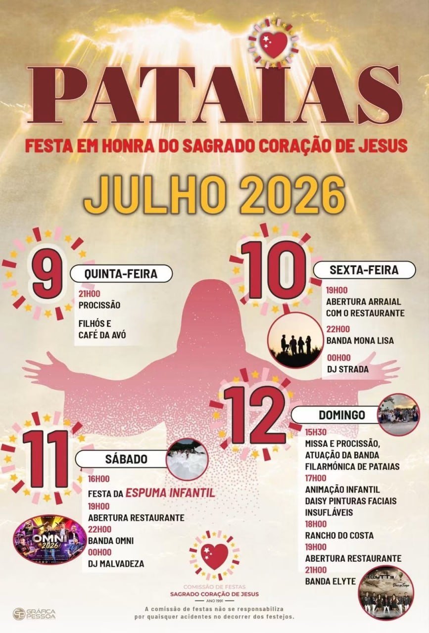 Cartaz Festa em honra do Sagrado Coração de Jesus 2026 - Pataias
