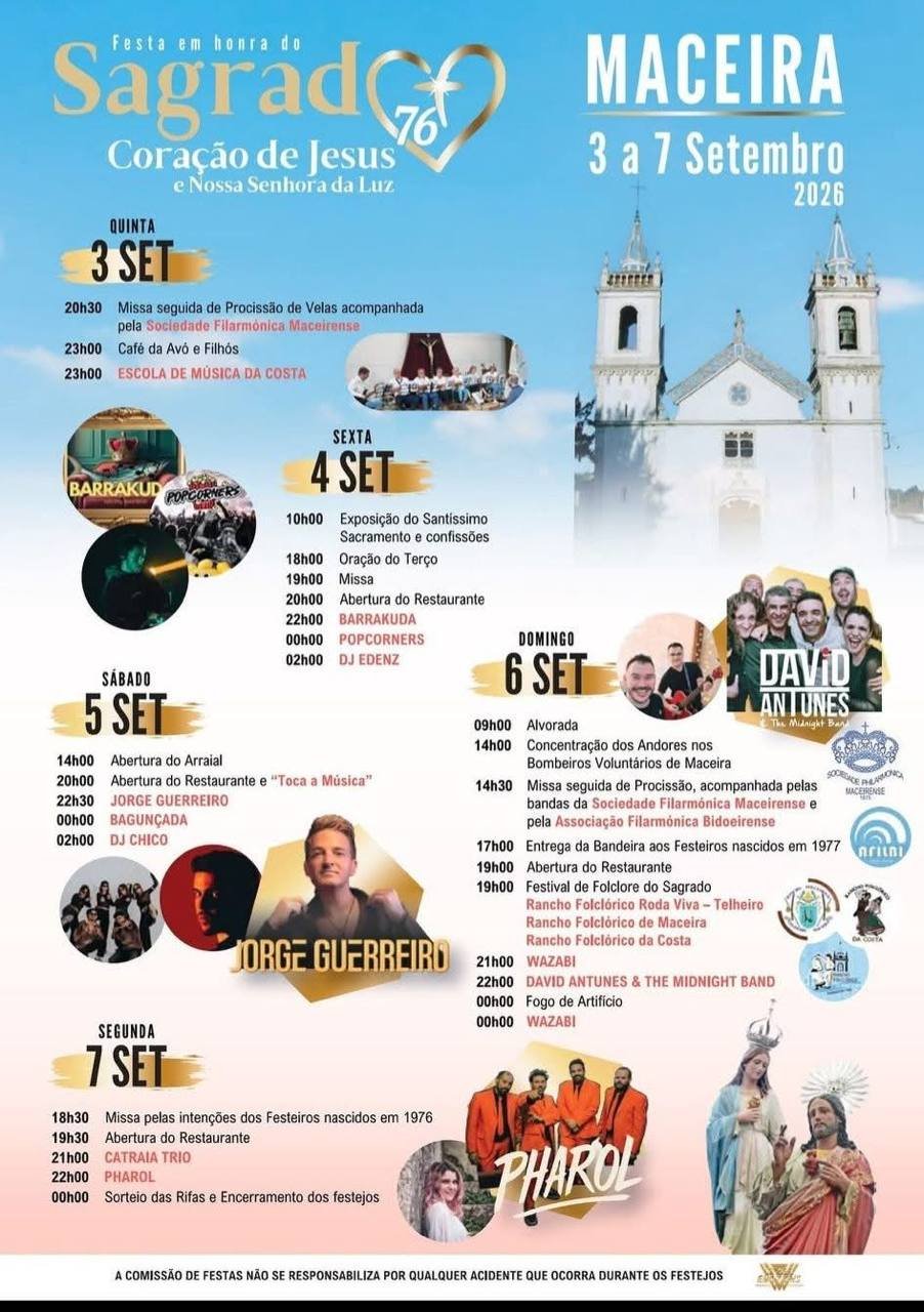 Cartaz Festa em honra do Sagrado Coração de Jesus e Nossa Senhora da Luz 2026 - Maceira