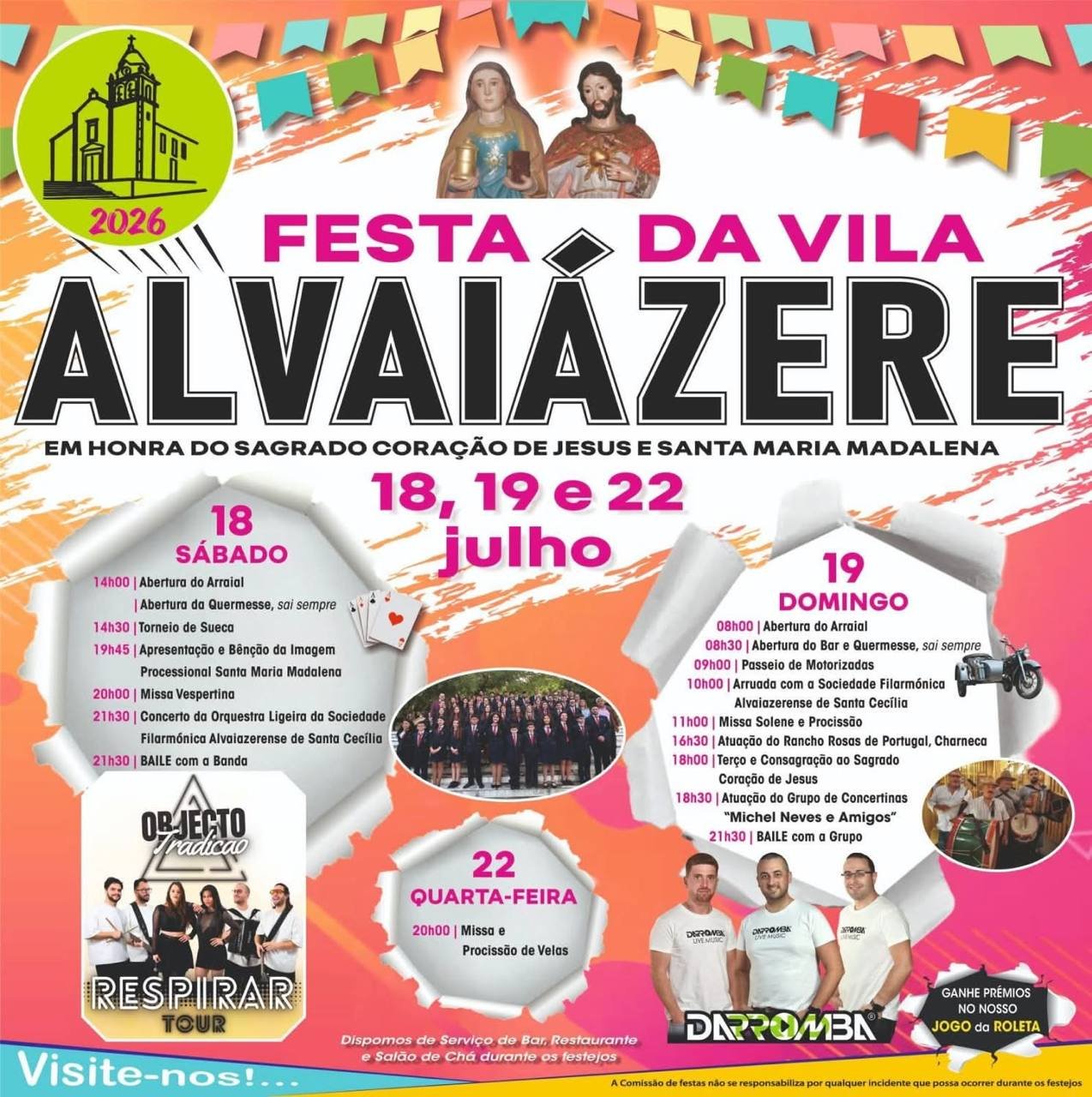 Cartaz Festa em honra do Sagrado Coração de Jesus e Santa Maria Madalena 2026 - Alvaiázere