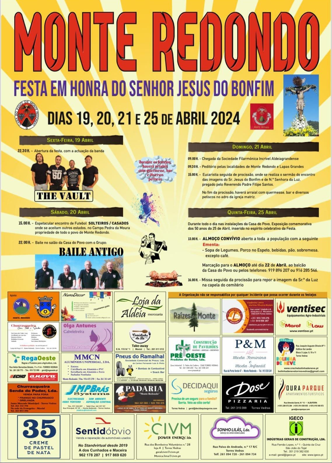 Cartaz Festa em Honra do Senhor Jesus do Bonfim 2024 - Monte Redondo