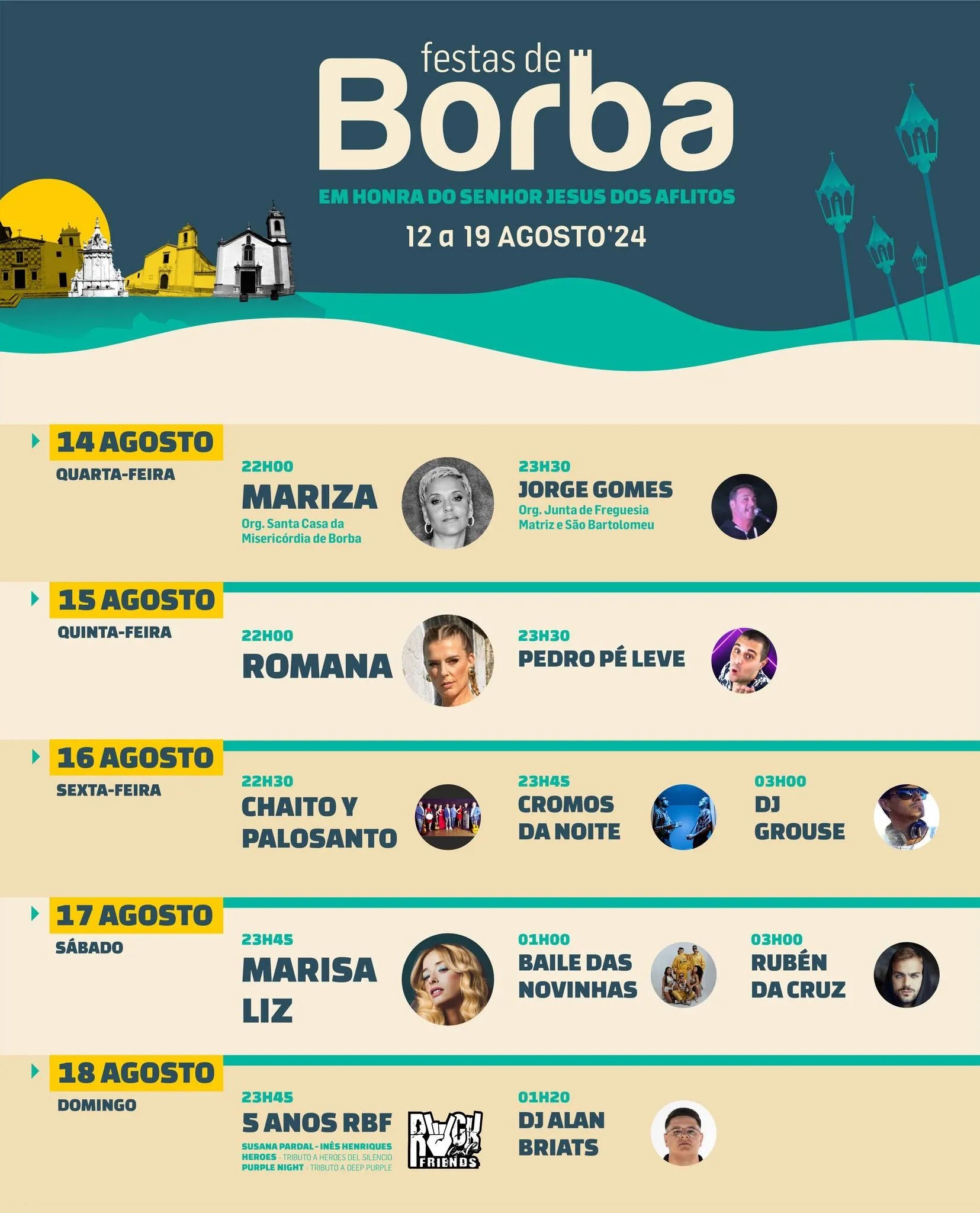 Cartaz Festa em Honra do Senhor Jesus dos Aflitos 2024 - Borba