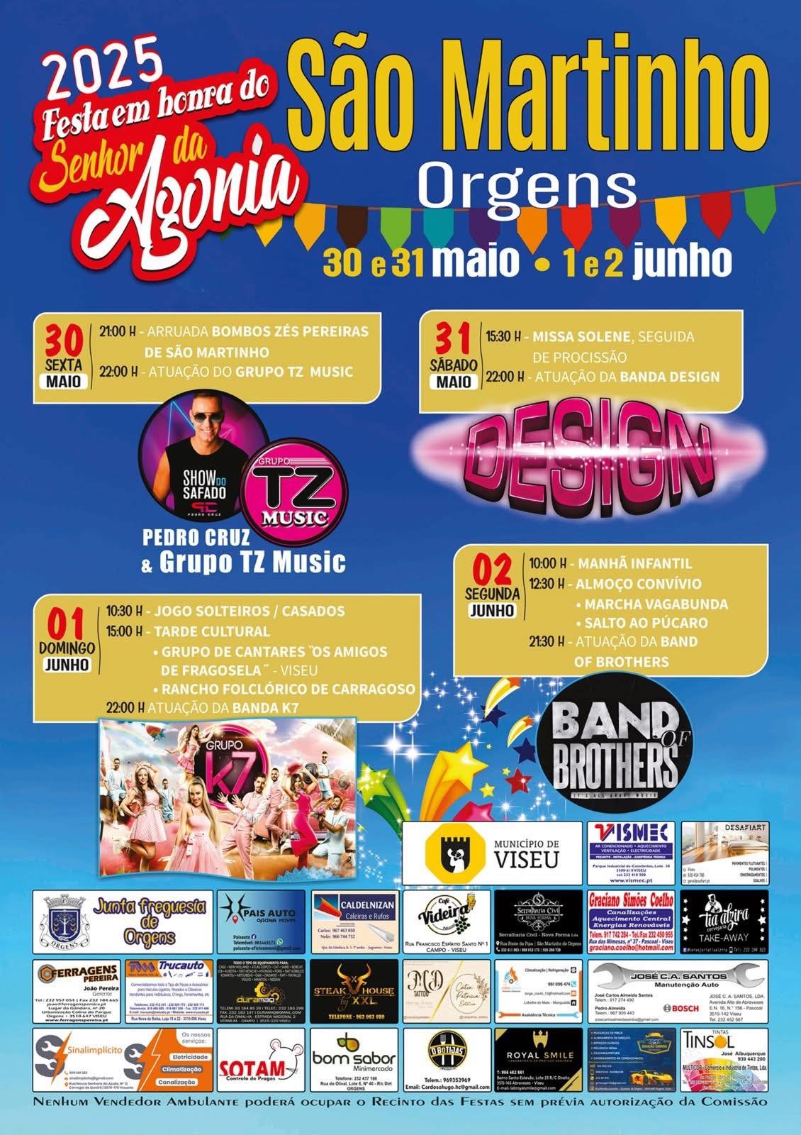 Cartaz Festa em Honra do Senhora da Agonia 2025 - Orgens