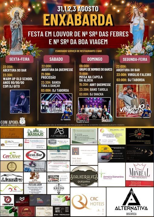 Cartaz Festa em louvor de Nª Srª das Febres e Nª Srª da Boa Viagem 2026 - Enxabarda