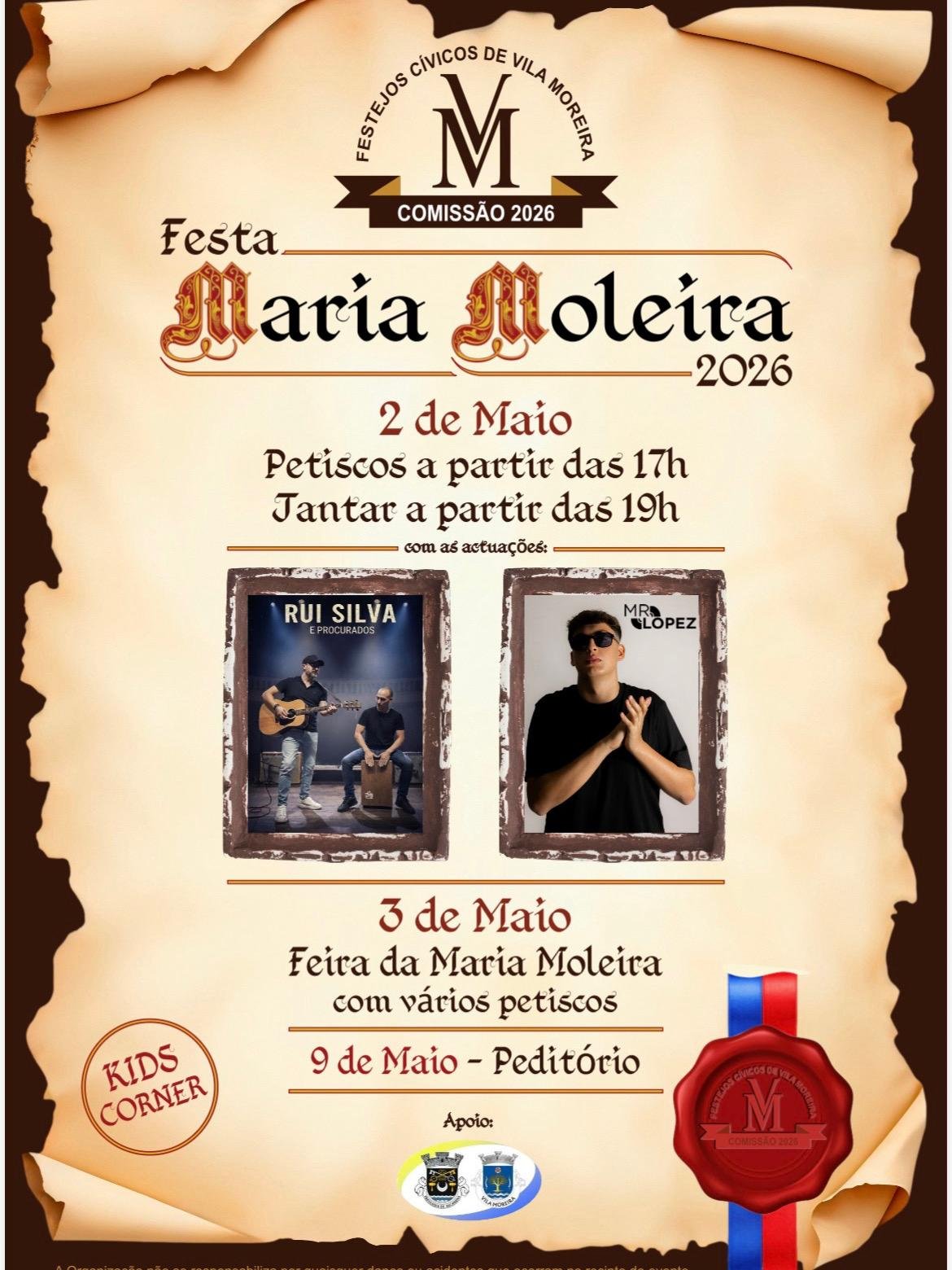 Cartaz Festa Maria Moleira 2026 - Vila Moreira