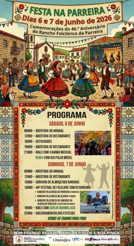 Cartaz Festa na Parreira 2026 - Parreira