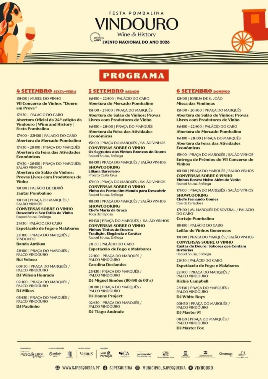Cartaz Festa Pombalina Vindouro 2026 - São João da Pesqueira