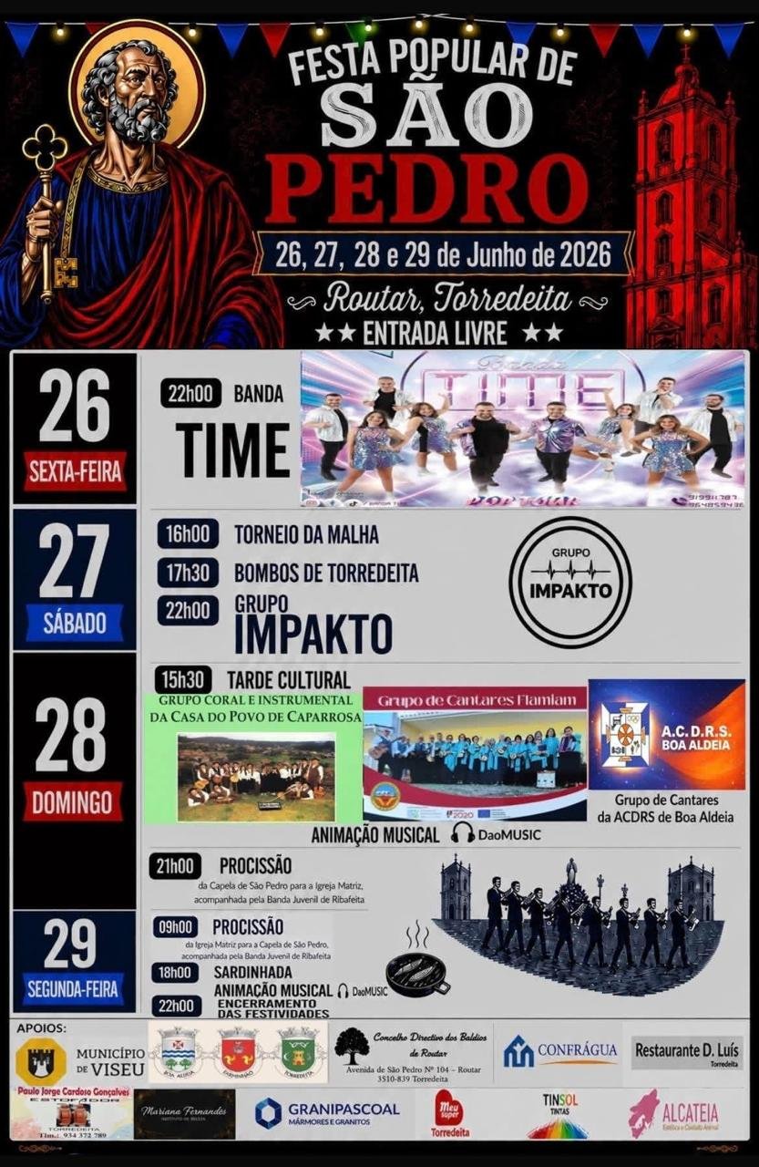 Cartaz Festa Popular de São Pedro 2026 - Torredeita