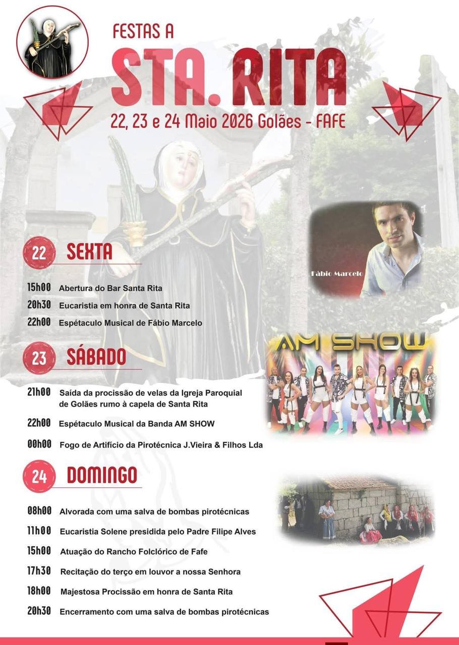 Cartaz Festas a Santa Rita 2026 - Golães