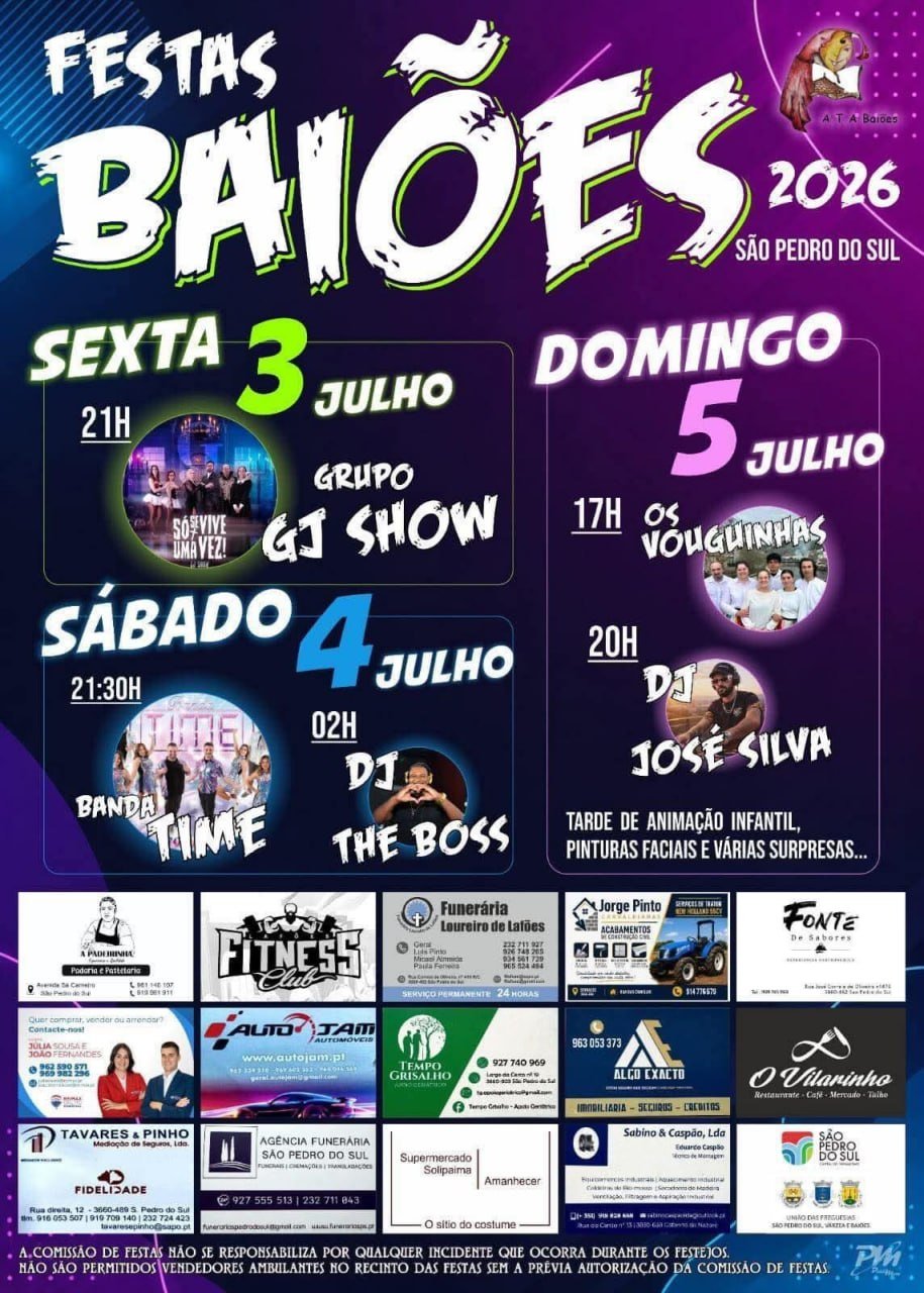 Cartaz Festas Baiões 2026 - São Pedro do Sul
