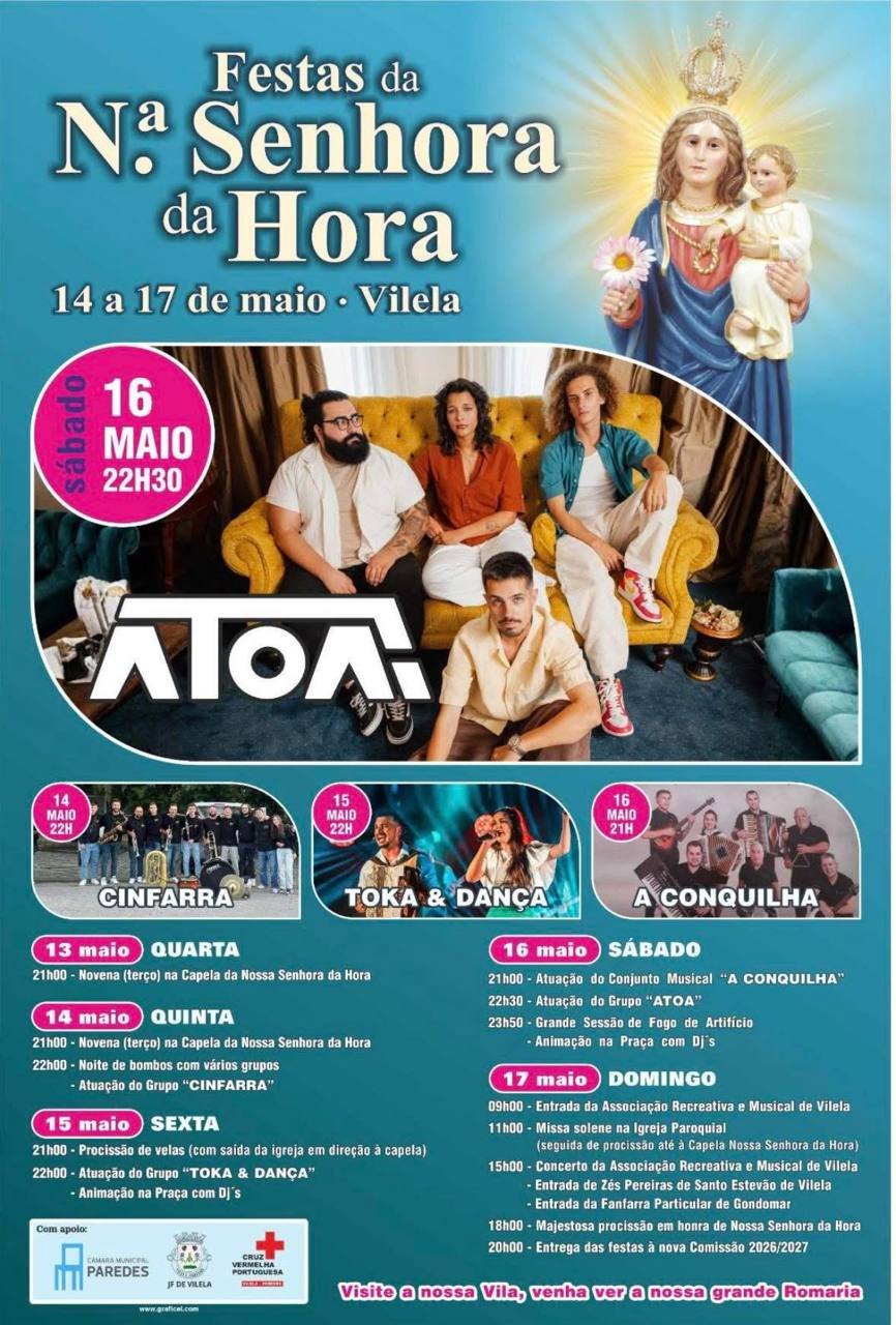 Cartaz Festas da Nossa Senhora da Hora 2026 - Vilela