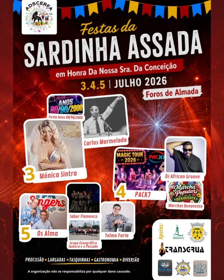 Cartaz Festas da Sardinha Assada 2026 - Foros de Almada