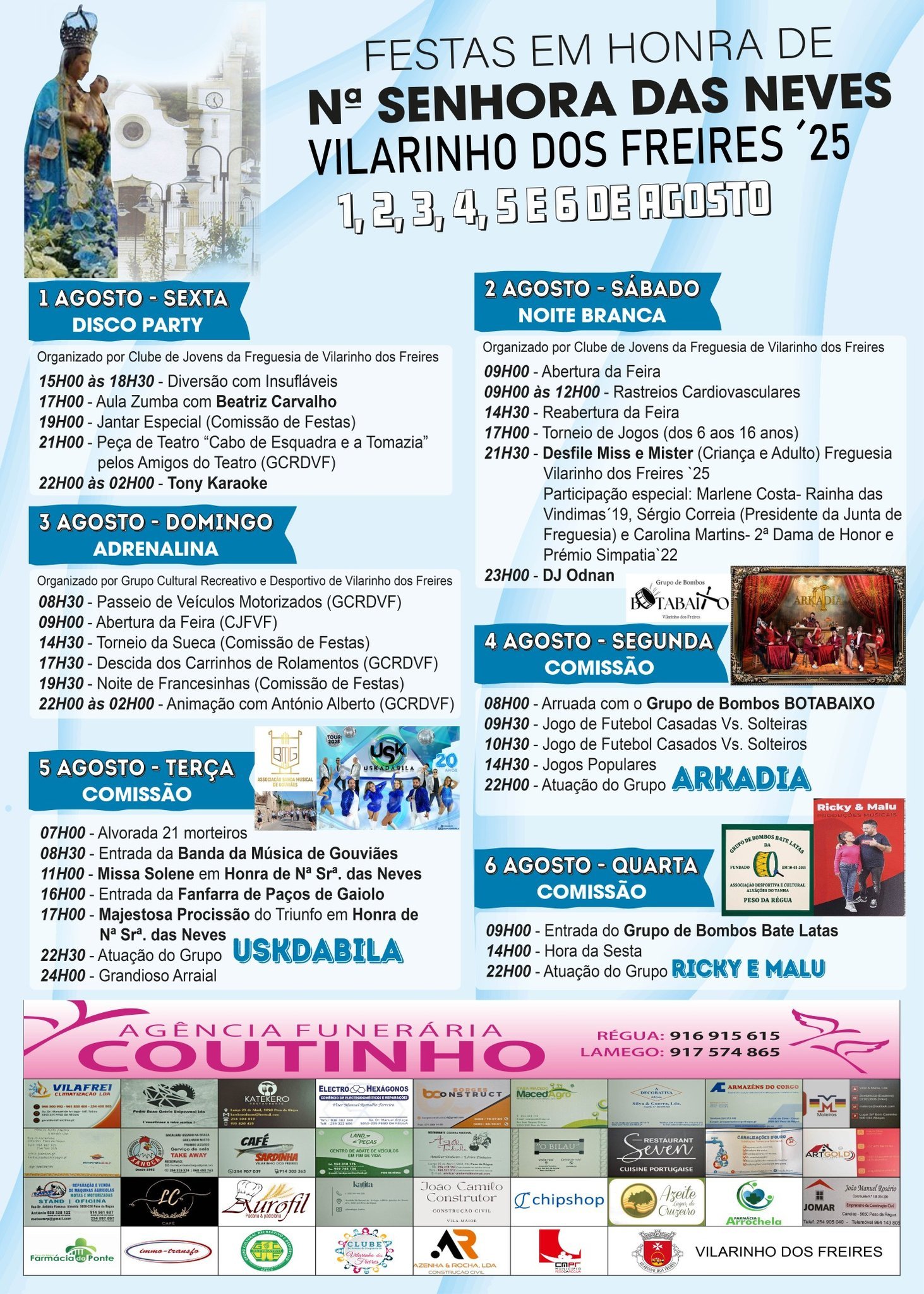 Cartaz Festas da Senhora das Neves 2025 - Vilarinho dos Freires