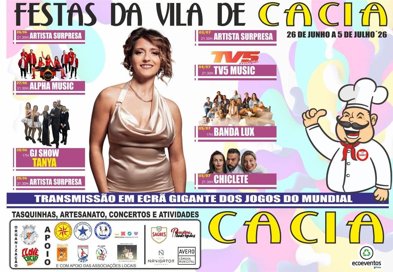 Cartaz Festas da Vila de Cacia 2026 - Cacia