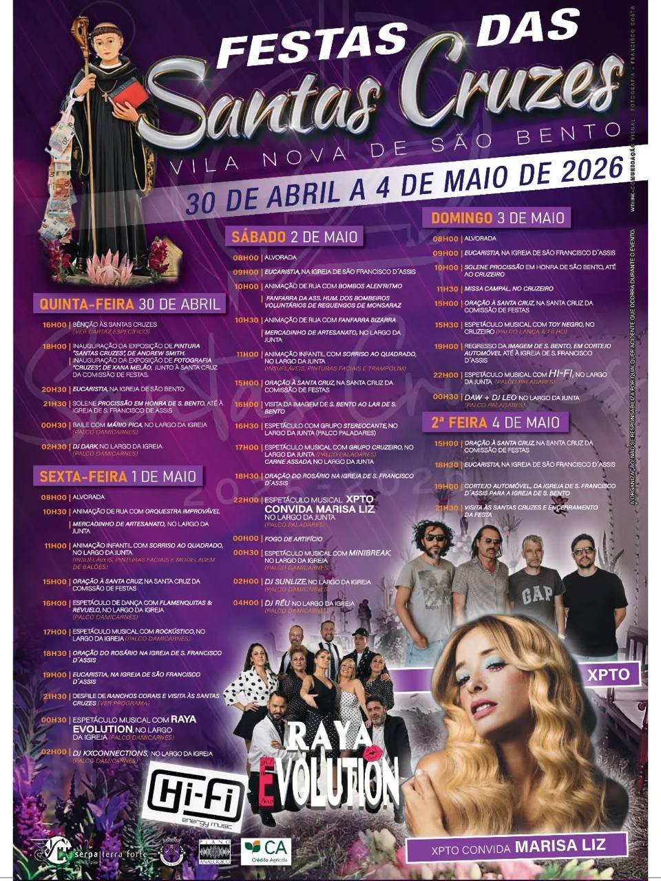 Cartaz Festas das Santas Cruzes 2026 - Vila Nova de São Bento