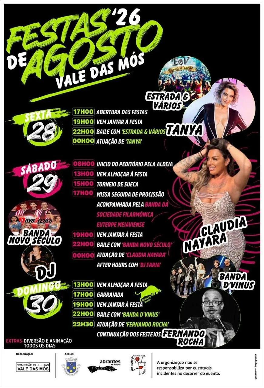 Cartaz Festas de Agosto 2026 - Vale das Mós