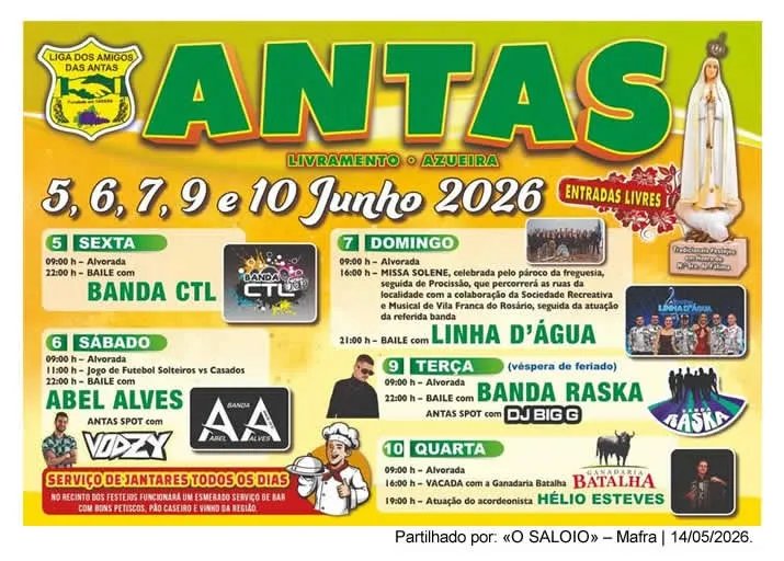 Cartaz Festas de Antas 2026 - Livramento