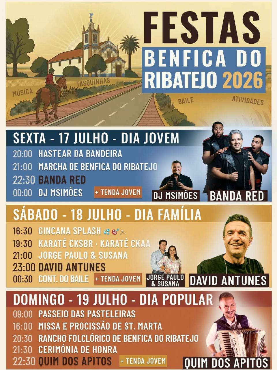 Cartaz Festas de Benfica do Ribatejo 2026 - Benfica do Ribatejo
