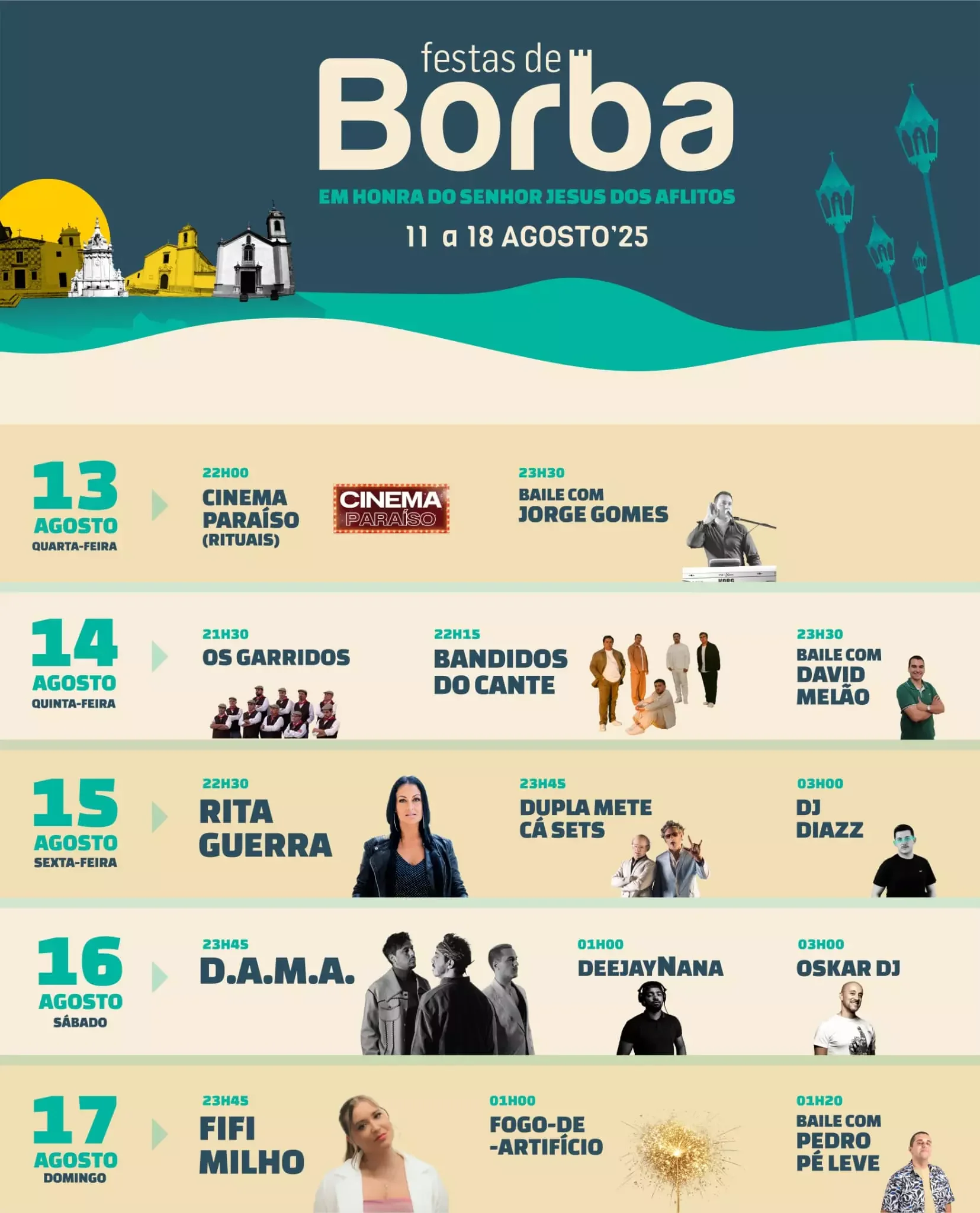 Cartaz Festas de Borba em Honra do Senhor Jesus dos Aflitos 2025 - Borba