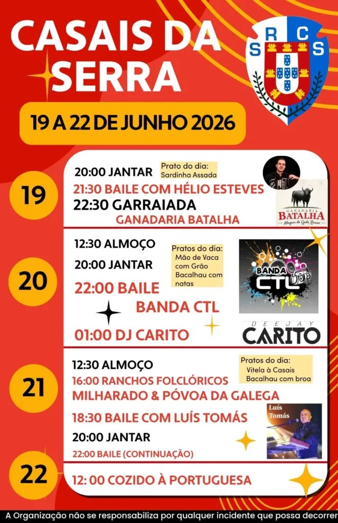 Cartaz Festas de Casais da Serra 2026 - Casais da Serra