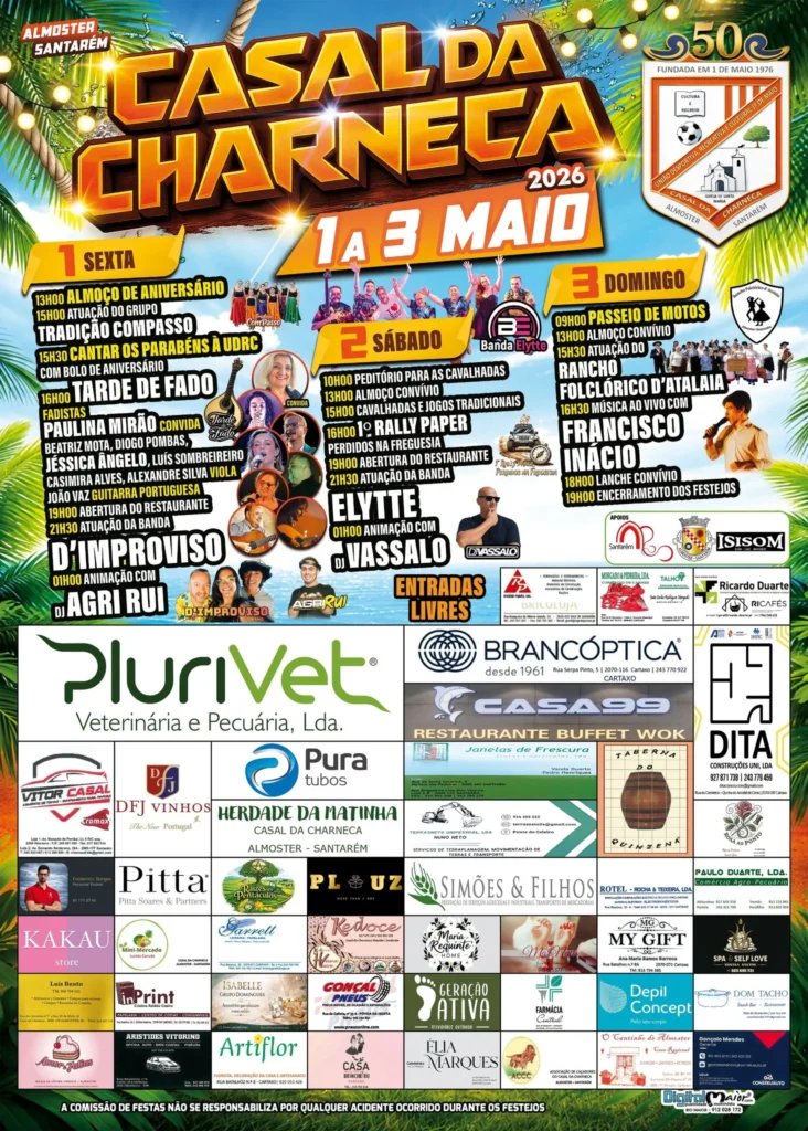 Cartaz Festas de Casal da Charneca 2026 - Almoster