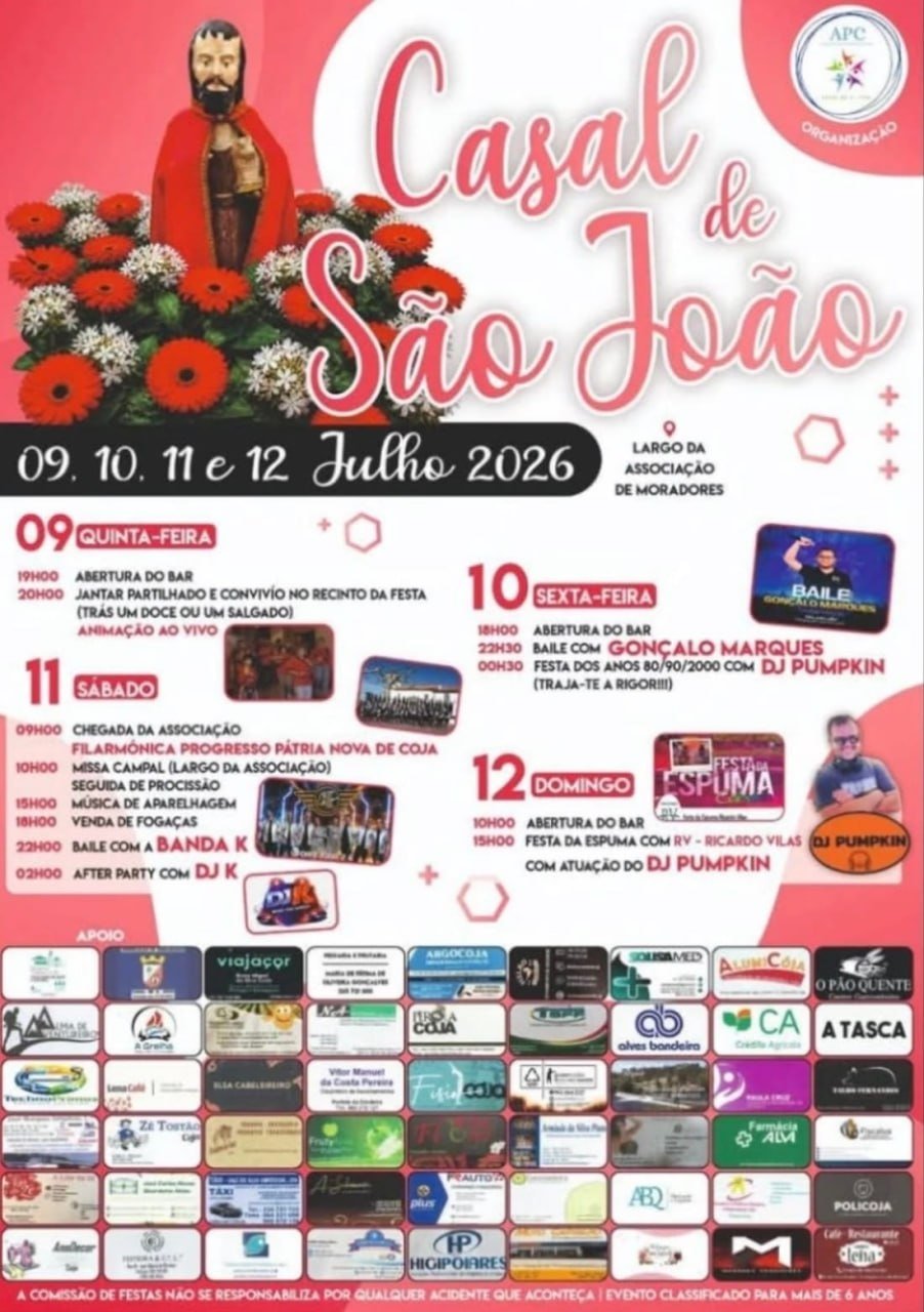 Cartaz Festas de Casal de São João 2026 - Casal de São João