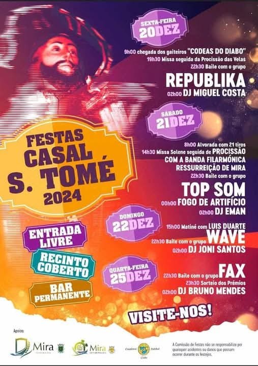 Cartaz Festas de Casal de São Tomé 2024 - Mira