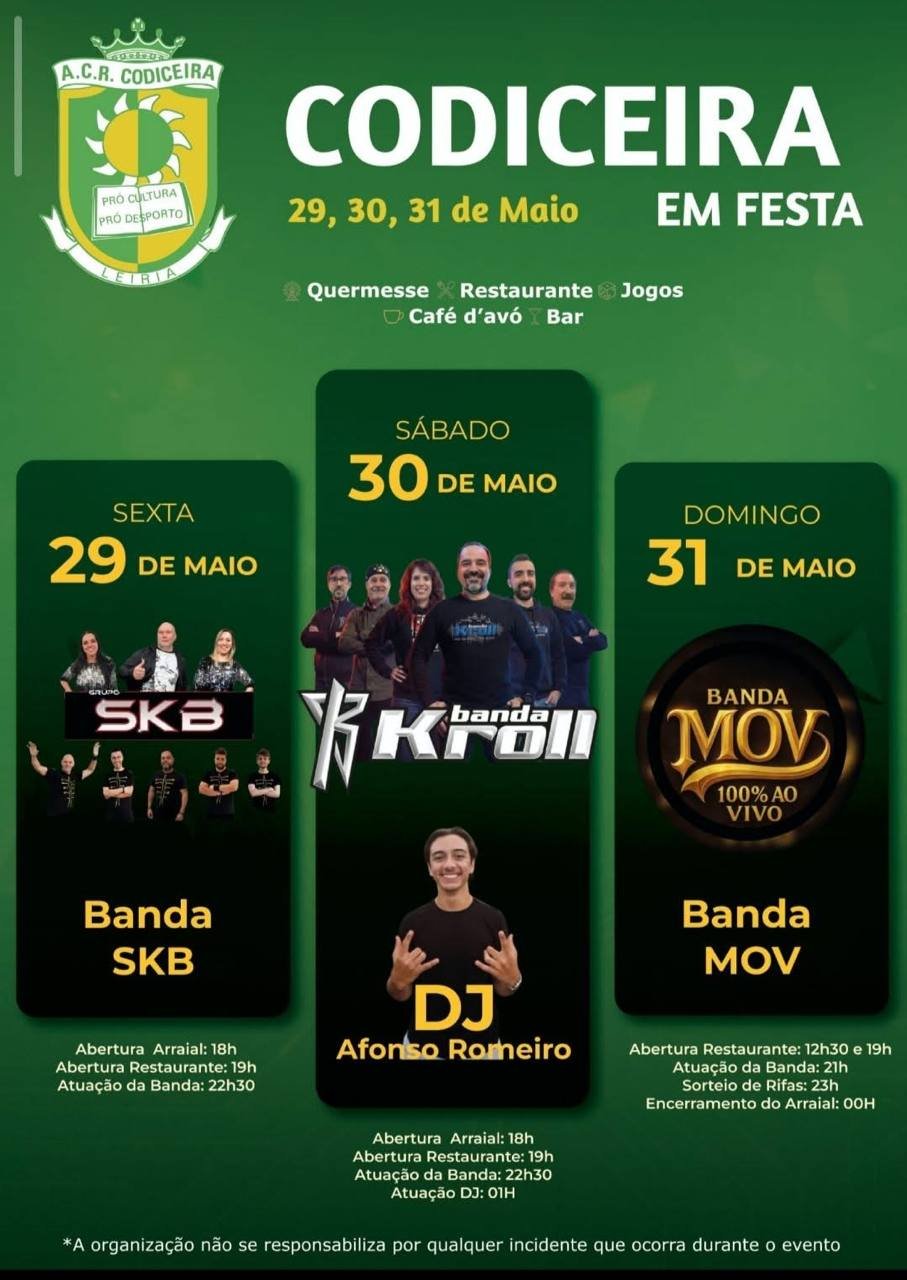 Cartaz Festas de Codiceira 2026 - Codiceira