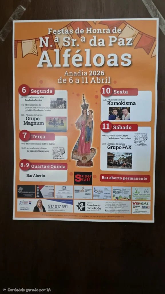 Cartaz Festas de Honra de N.ª Sr.ª da Paz 2026 - Alféloas