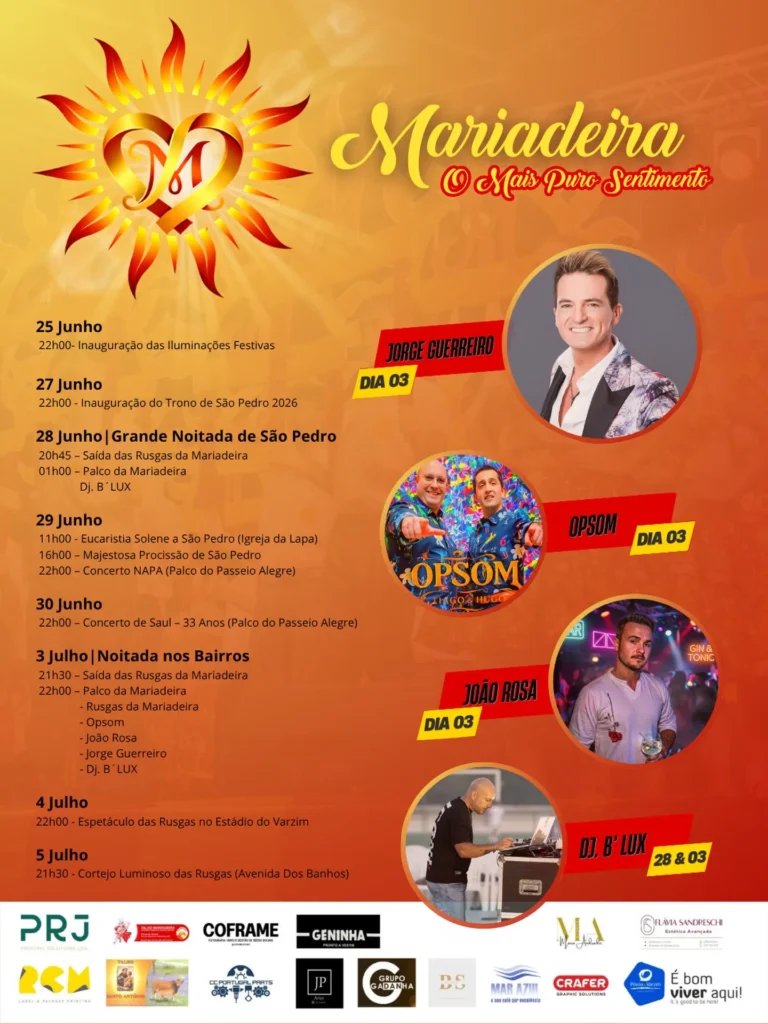 Cartaz Festas de Maria Deira 2026 - Póvoa de Varzim