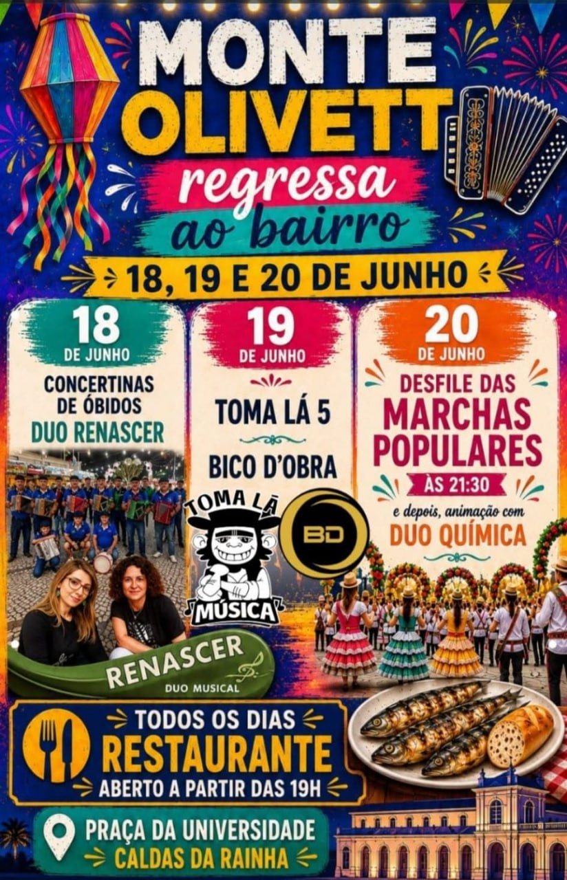 Cartaz Festas de Monte Olivett 2026 - Caldas da Rainha