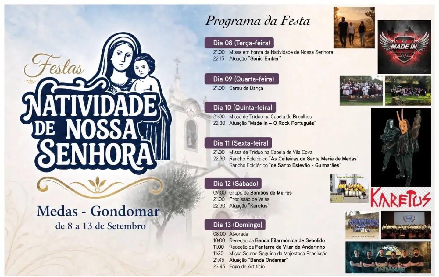 Cartaz Festas de Natividade de Nossa Senhora 2026 - Medas