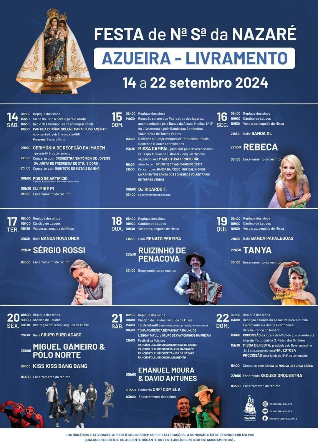 Cartaz Festas de Nossa Senhora da Nazaré 2024 - Livramento