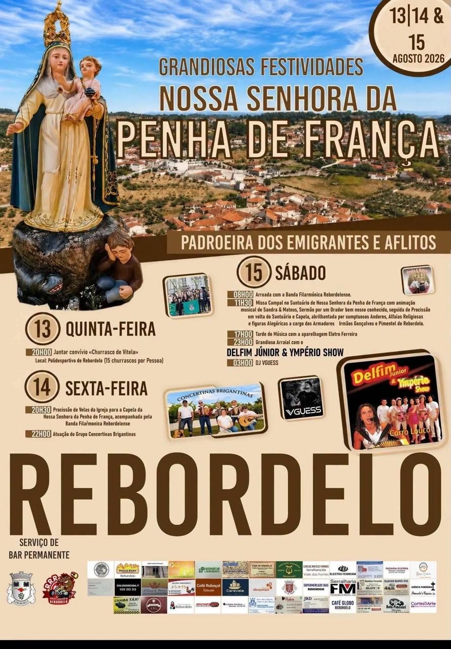 Cartaz Festas de Nossa Senhora da Penha de França 2026 - Rebordelo