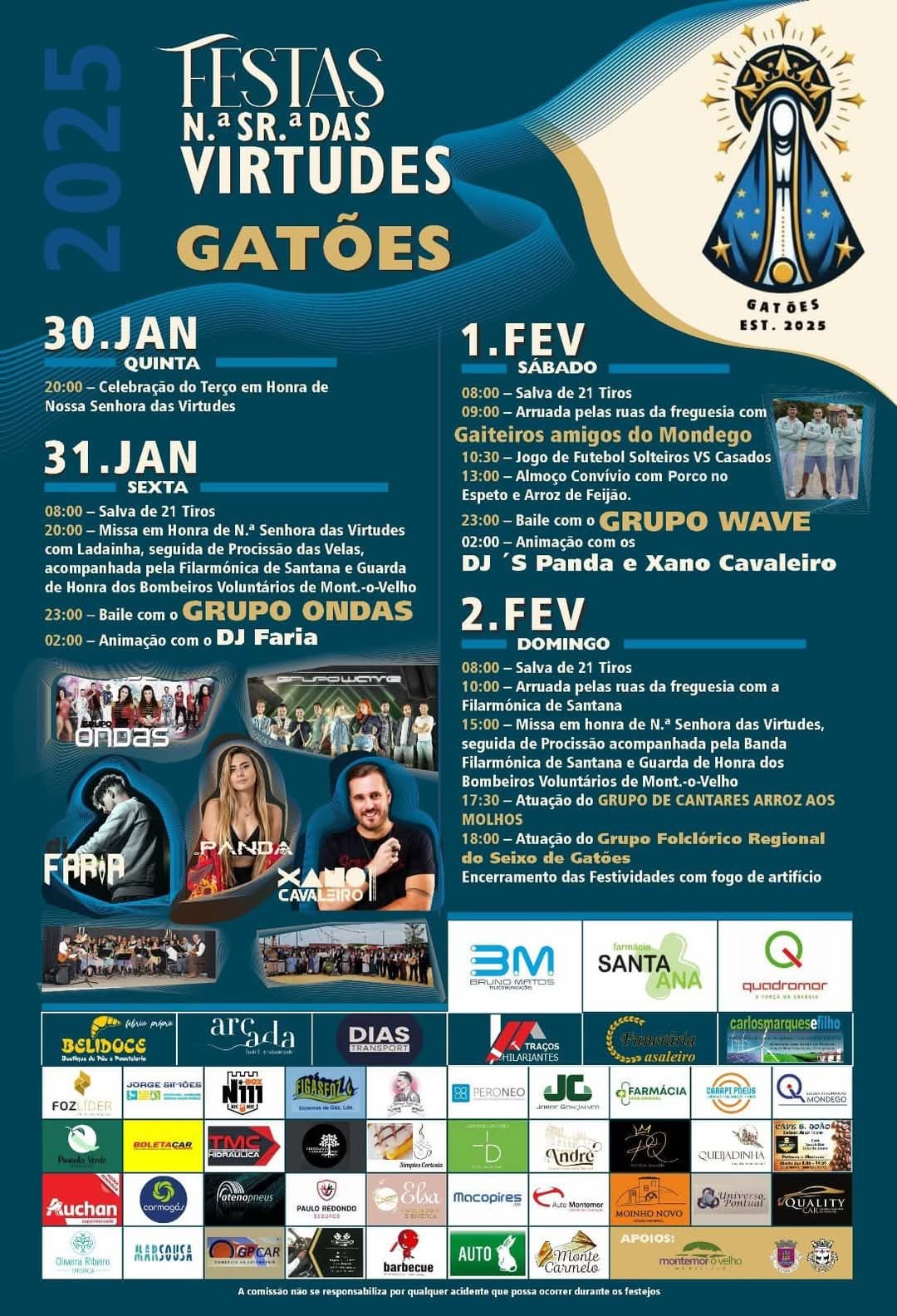 Cartaz Festas de Nossa Senhora das Virtudes 2025 - Gatões