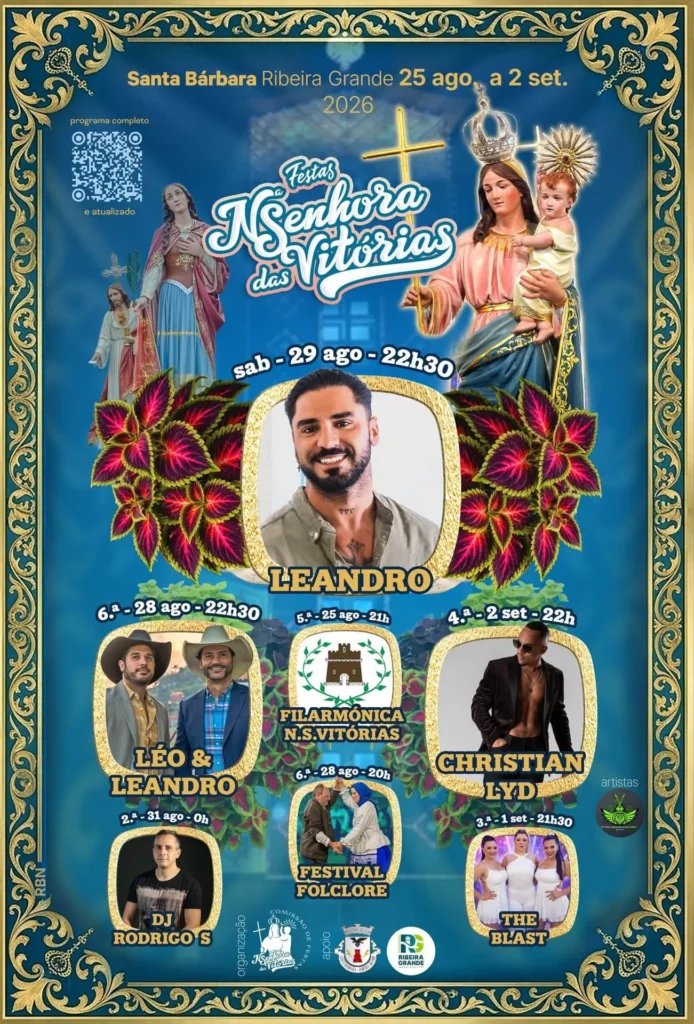 Cartaz Festas de Nossa Senhora das Vitórias 2026 - Santa Bárbara