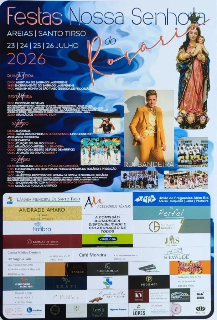 Cartaz Festas de Nossa Senhora do Rosário 2026 - Areias