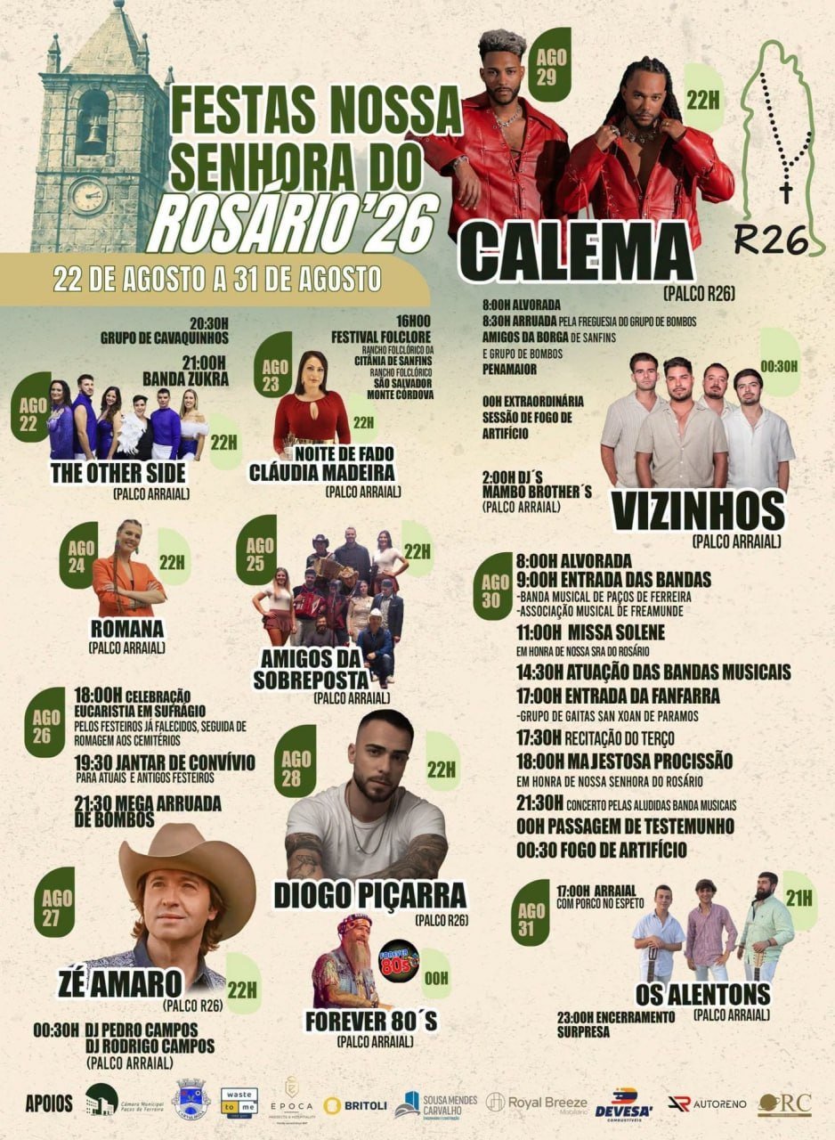 Cartaz Festas de Nossa Senhora do Rosário 2026 - Carvalhosa