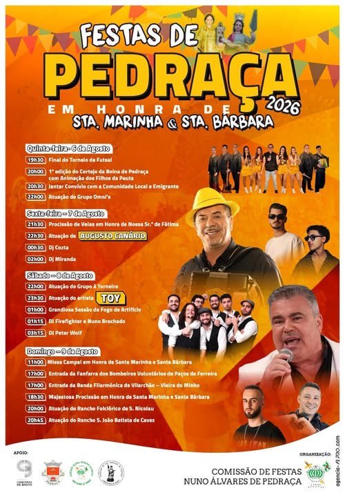 Cartaz Festas de Pedraça 2026 - Pedraça