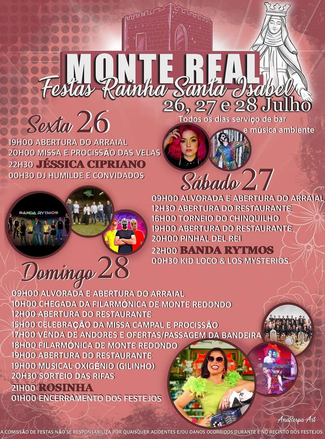 Cartaz Festas de Rainha Santa Isabel 2024 - Monte Real