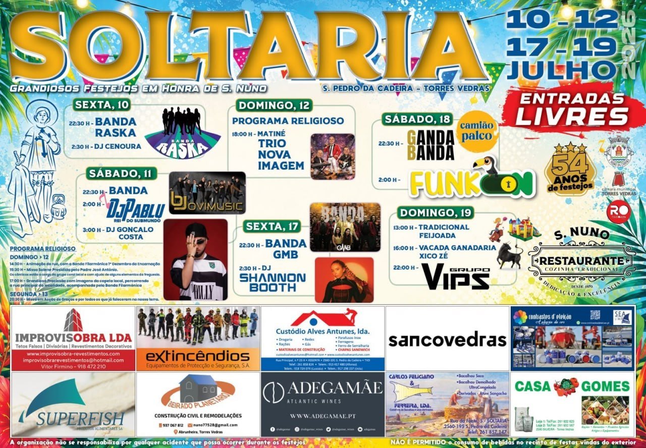 Cartaz Festas de S. Nuno 2026 - S. Pedro da Cadeira