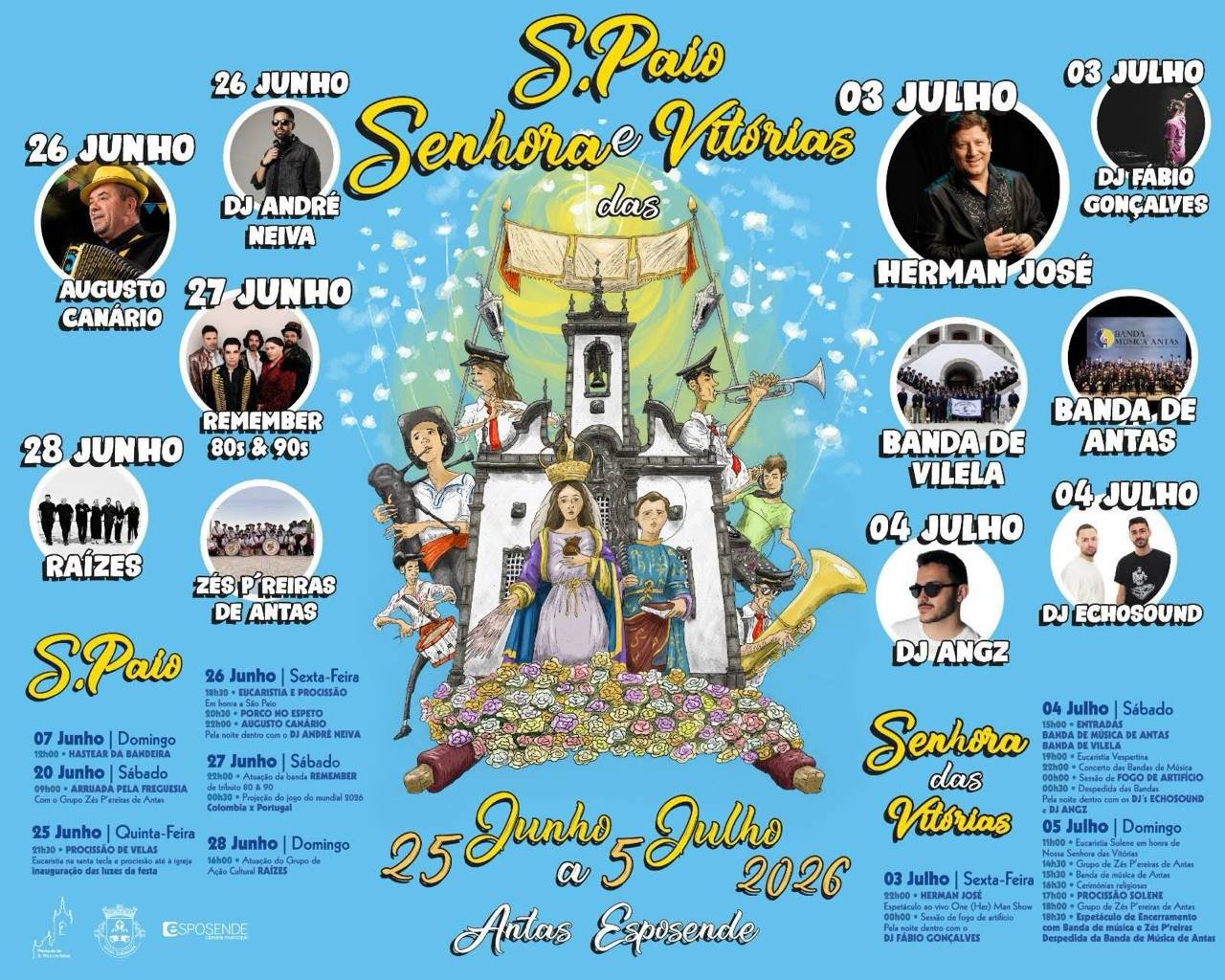 Cartaz Festas de S. Paio e Senhora das Vitórias 2026 - Antas
