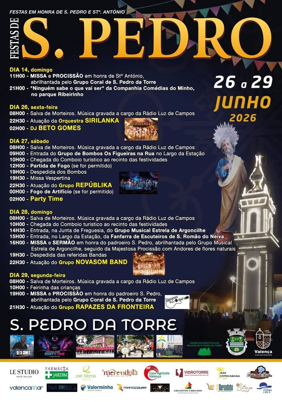 Cartaz Festas de S. Pedro 2026 - S. Pedro da Torre