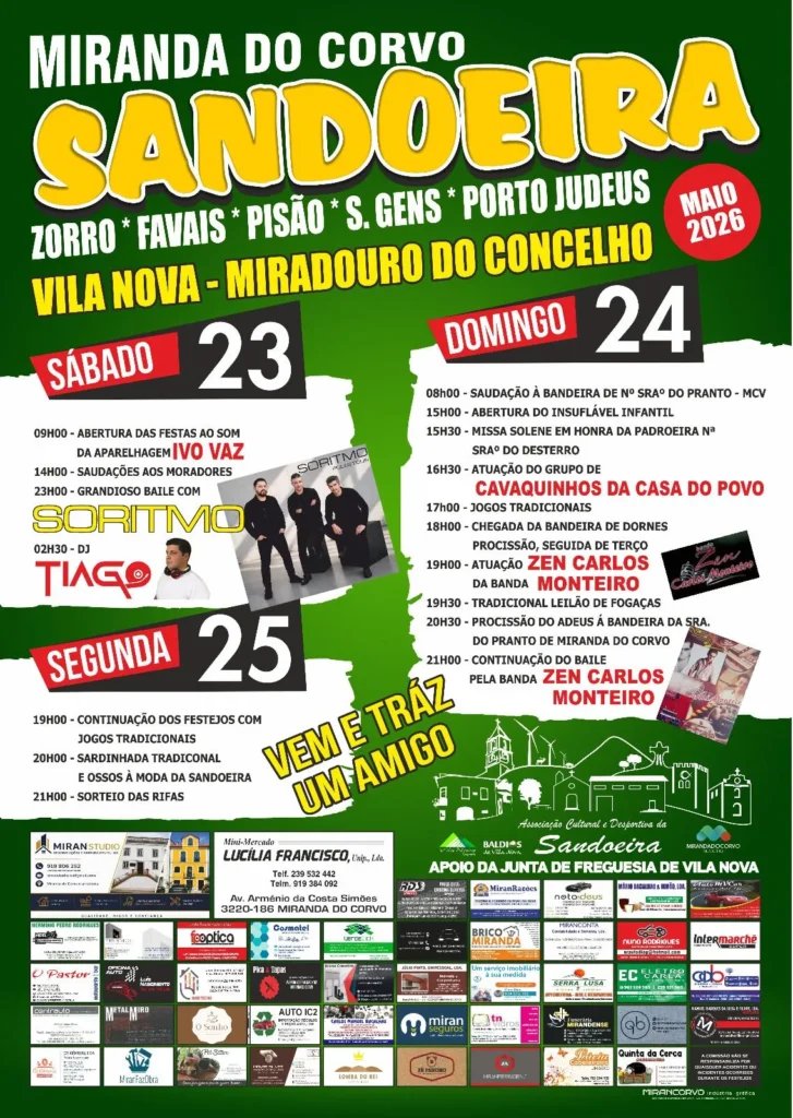 Cartaz Festas de Sandoeira 2026 - Miranda do Corvo