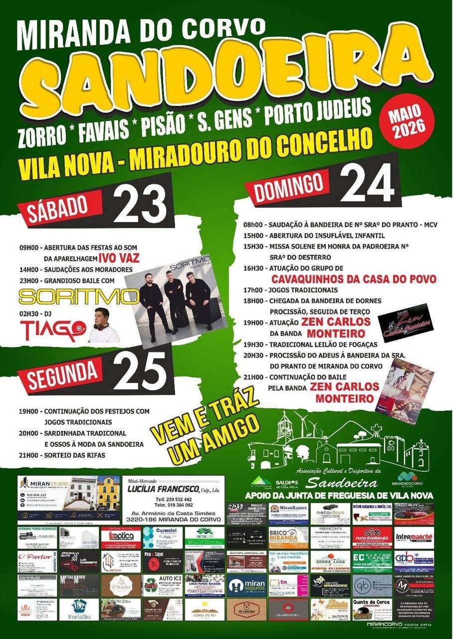 Cartaz Festas de Sandoeira 2026 - Vila Nova